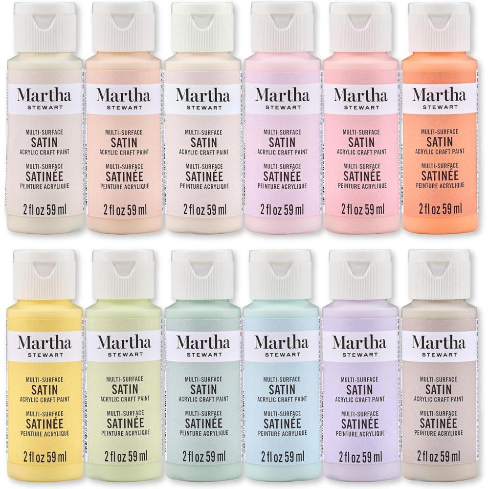 imageMartha Stewart MultiSurface Satin 12 pc Paint Set Solar BrightsHushed Hues