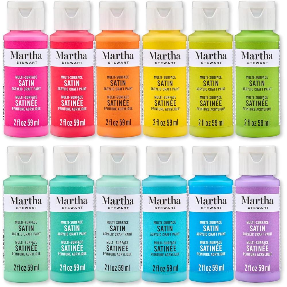 imageMartha Stewart MultiSurface Satin 12 pc Paint Set Solar BrightsSolar Brights
