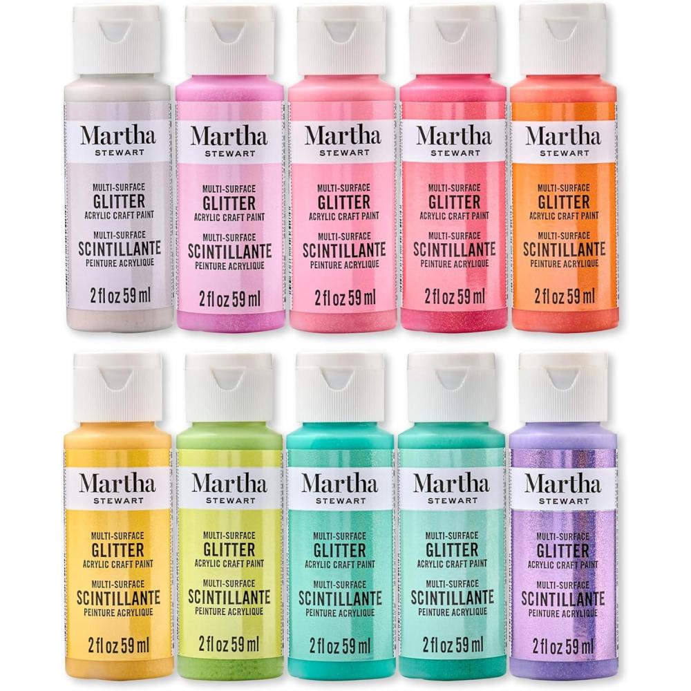 imageMartha Stewart MultiSurface Specialty 10 pc Paint Set Rainbow SparkleRainbow Sparkles