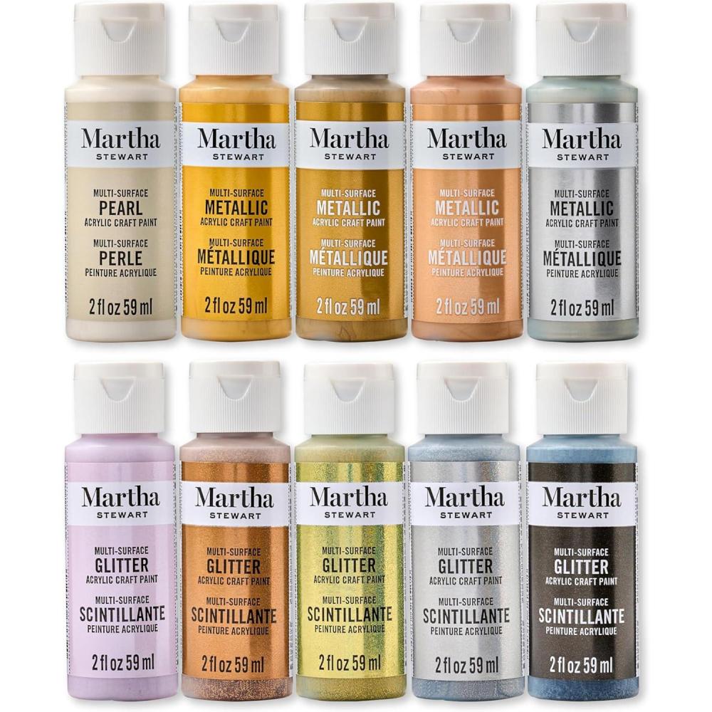 imageMartha Stewart MultiSurface Specialty 10 pc Paint Set Studio LightsRare Metals