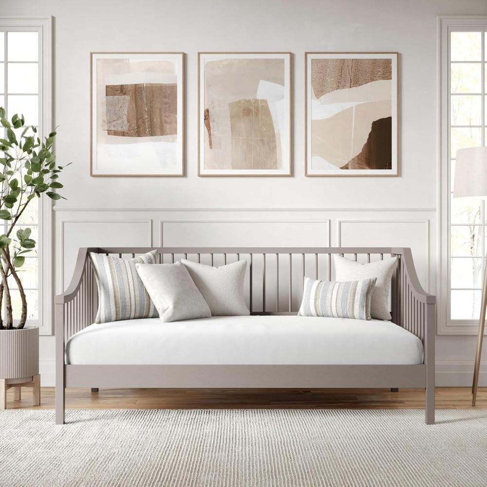 imageMartha Stewart Neely Platform Daybed with Wood Spindles Solid Wood Frame No Box Spring Needed Twin Size GrayGrey