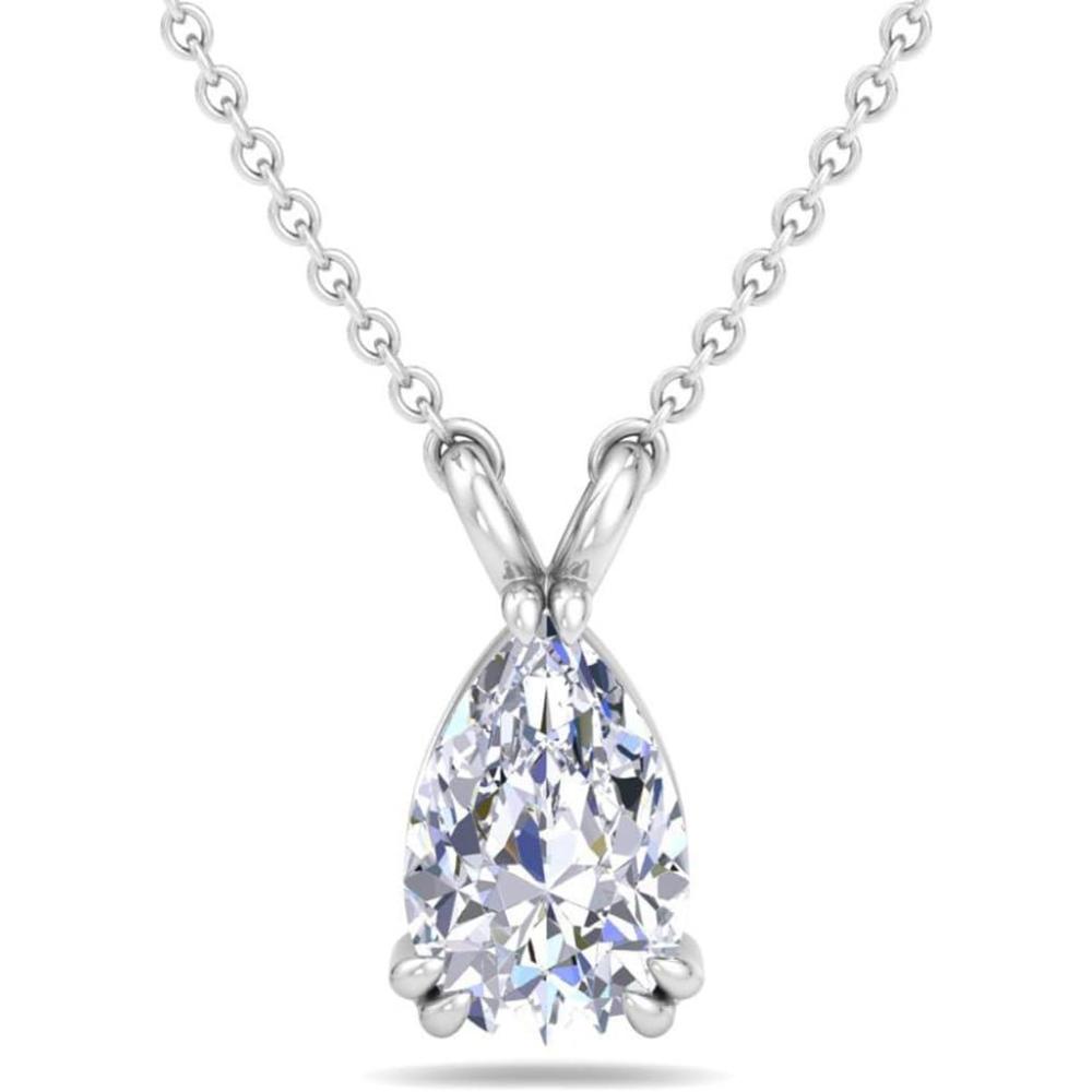 imageMartha Stewart Pear Shape Lab Grown Diamond Solitaire Necklace in 14 Karat Gold Lab Grown Diamond Necklacewhitegold