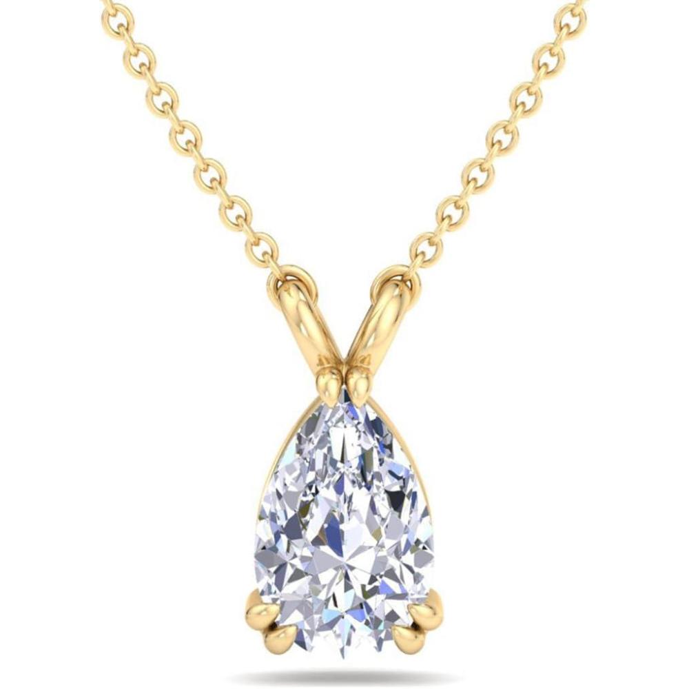 imageMartha Stewart Pear Shape Lab Grown Diamond Solitaire Necklace in 14 Karat Gold Lab Grown Diamond Necklaceyellowgold