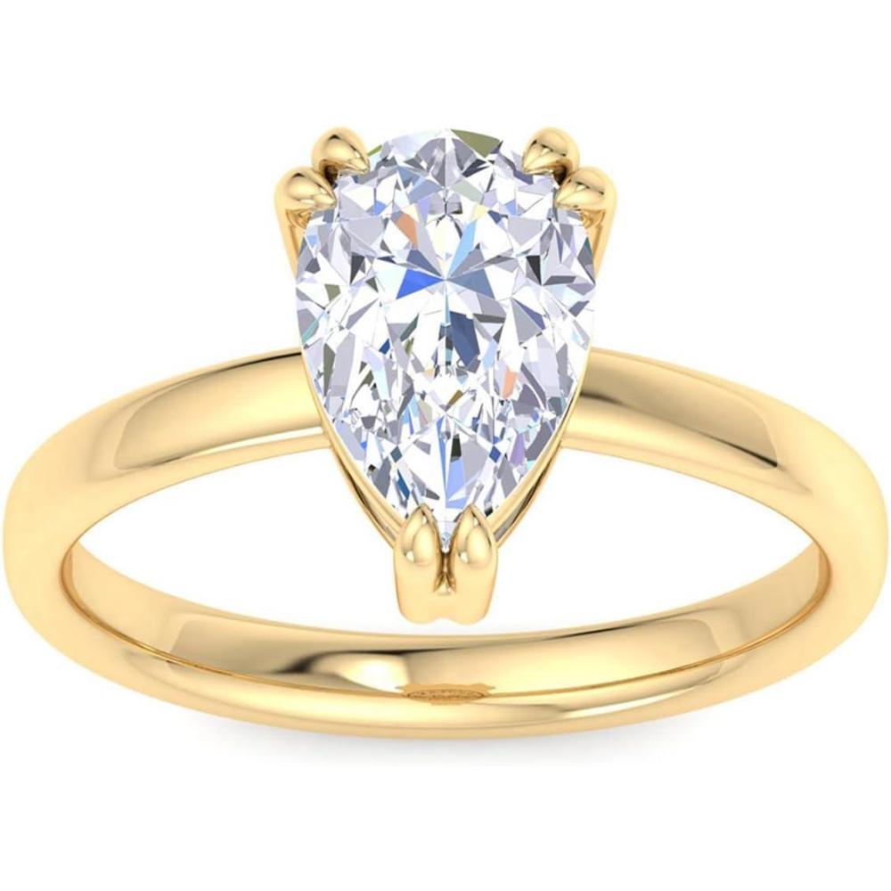 imageMartha Stewart Pear Shape Lab Grown Diamond Solitaire Ring Diamond Engagement Ring in 14 Karat Goldyellowgold