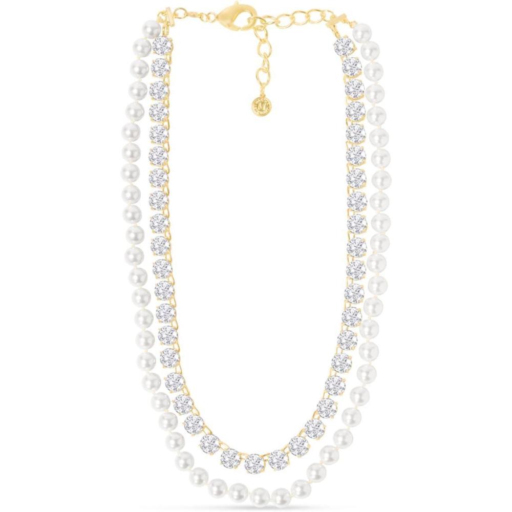 imageMartha Stewart Pearl and Crystal Necklace In Gold 24 Inches For Women