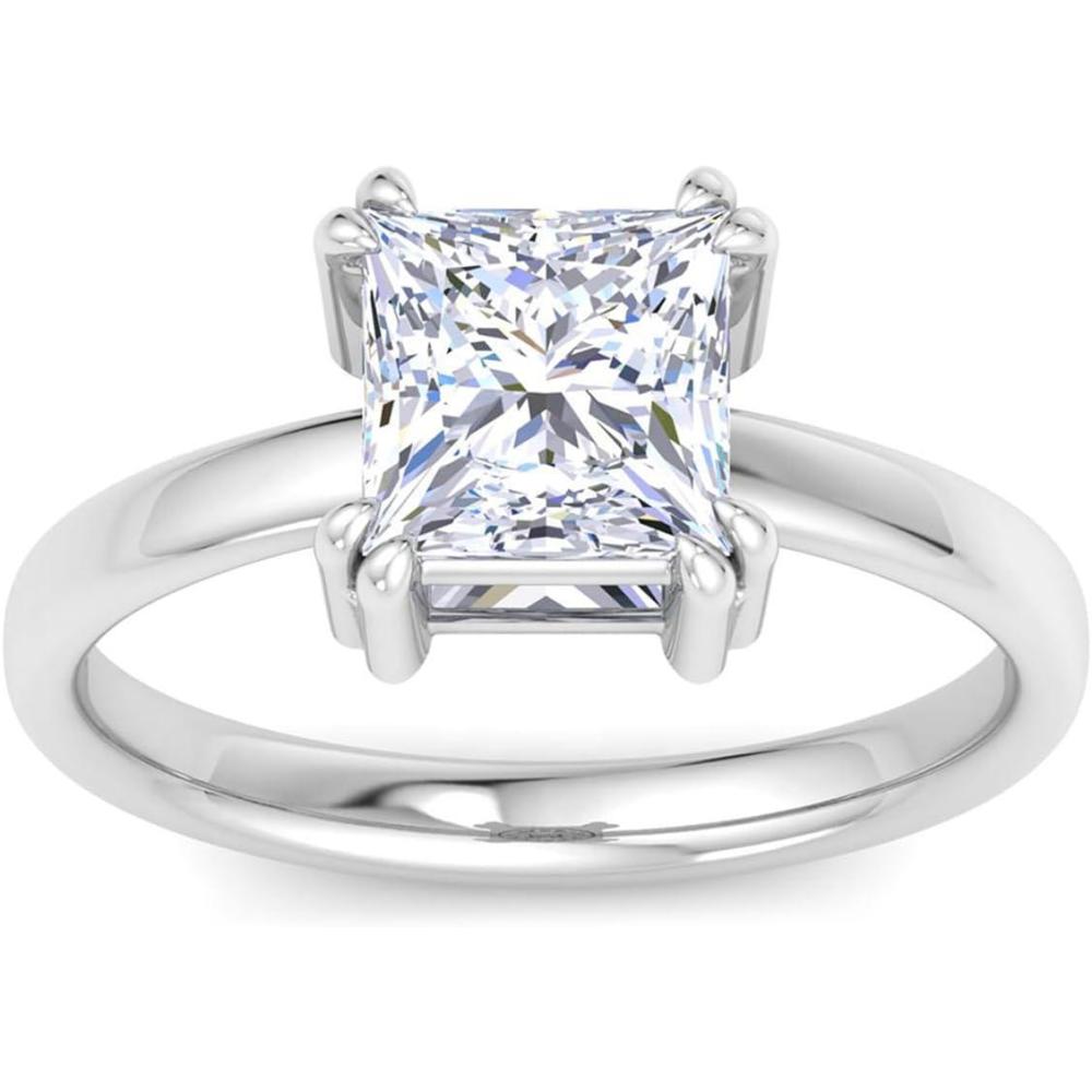 imageMartha Stewart Princess Cut Shape Lab Grown Diamond Solitaire Ring Diamond Engagement Ring in 14 Karat Goldwhitegold