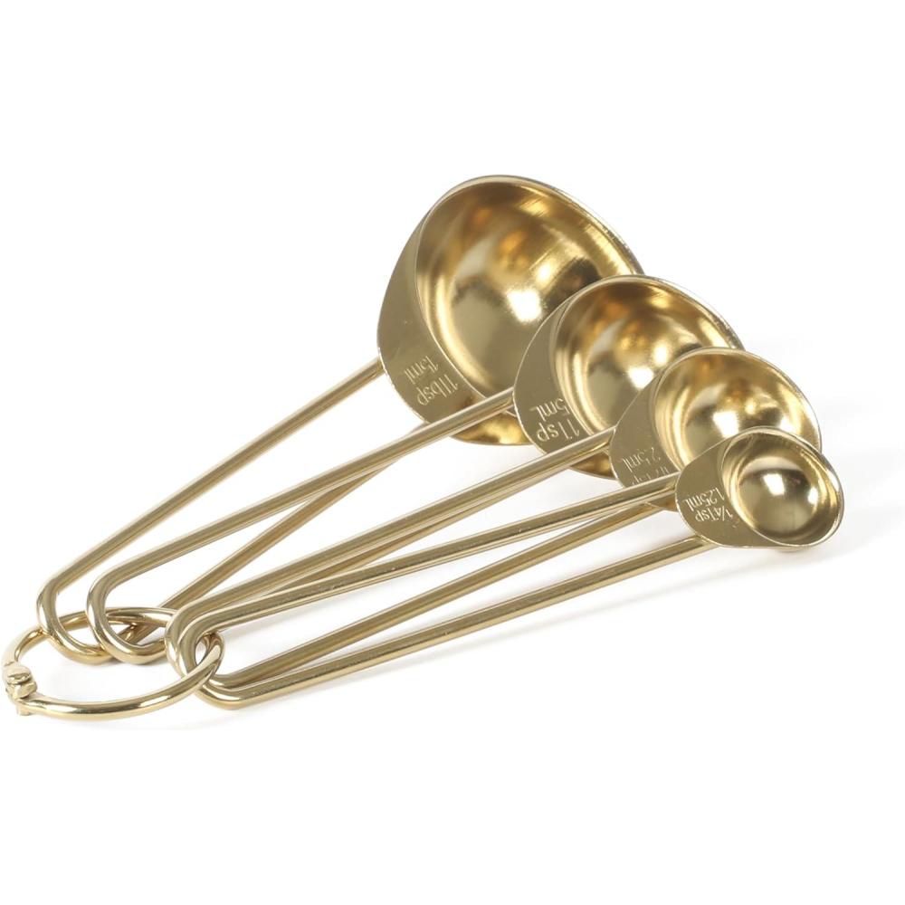 imageMartha Stewart Richburn 4Piece Gold Stainless Steel Measuring Spoons Set  Durable and Stylish Kitchen Measuring Tools for Precise Baking and CookingGold