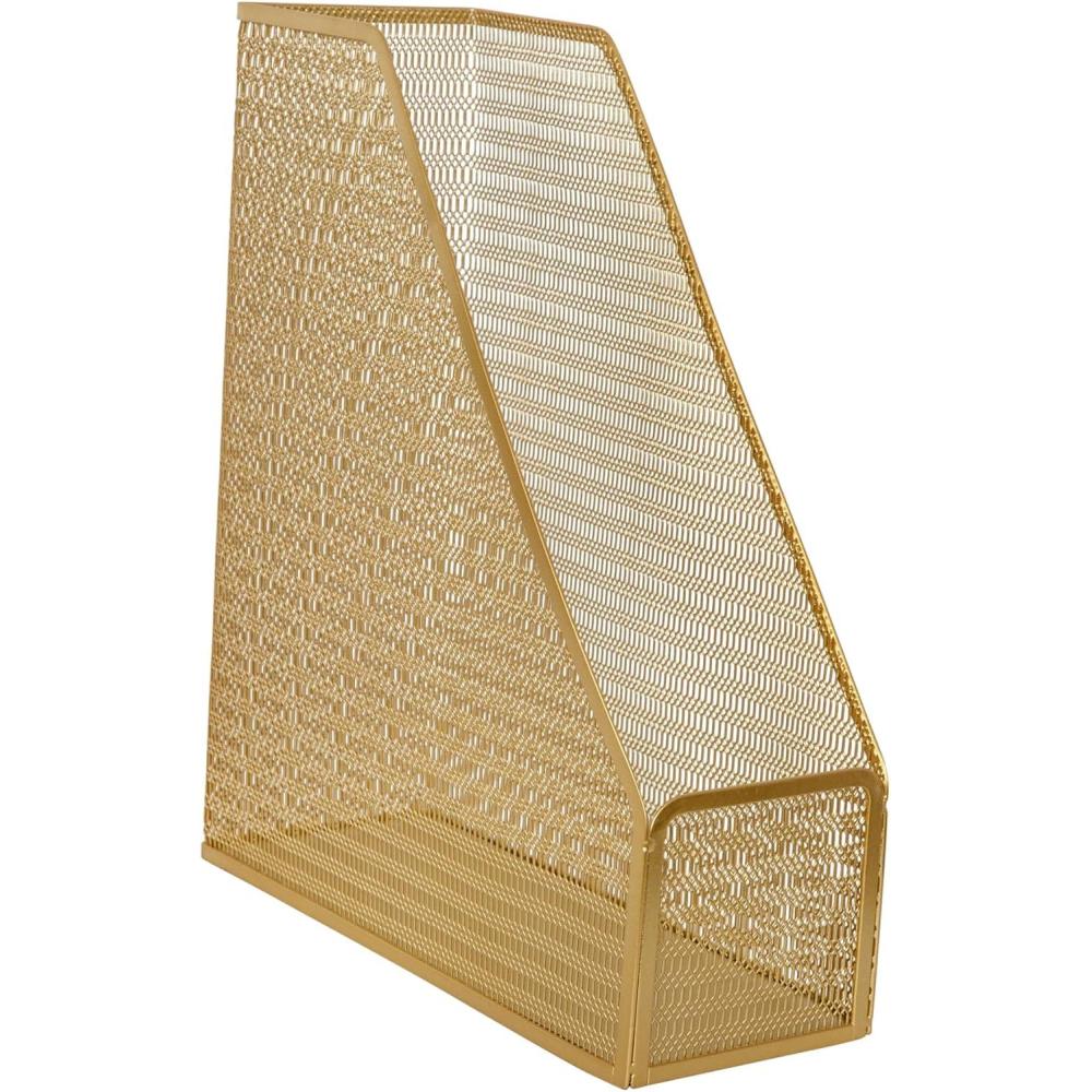 imageMartha Stewart Ryder Gold Mesh Metal Single Slot Magazine File Holder Desktop Organizer 975 x 375 x 115