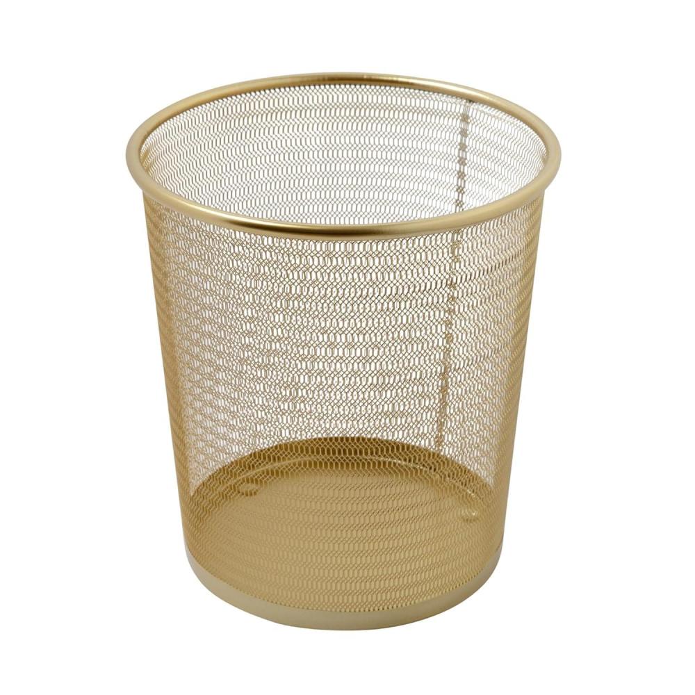 imageMartha Stewart Ryder Gold Mesh Metal Trash Can 45 Gallon Wastebasket for Office