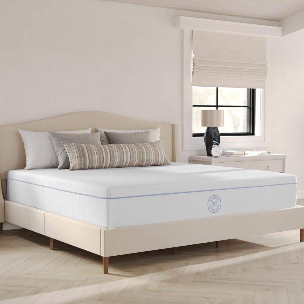 imageMartha Stewart SleepComplete Queen Mattress in a Box MediumFirm TripleAction Cooling Gel Memory Foam Mattress Removable Coolweave Jacquard Cover 12quot WhiteKing