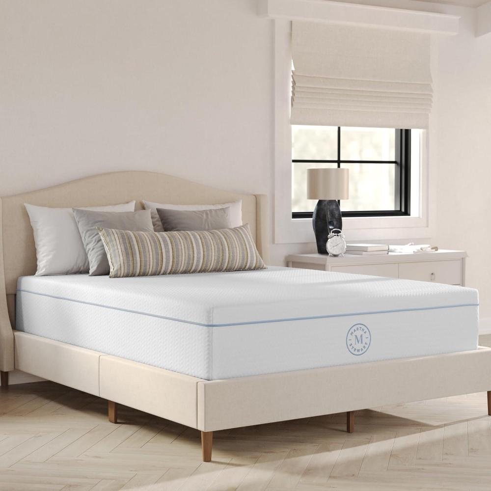 imageMartha Stewart SleepComplete Queen Mattress in a Box MediumFirm TripleAction Cooling Gel Memory Foam Mattress Removable Coolweave Jacquard Cover 12quot WhiteQueen