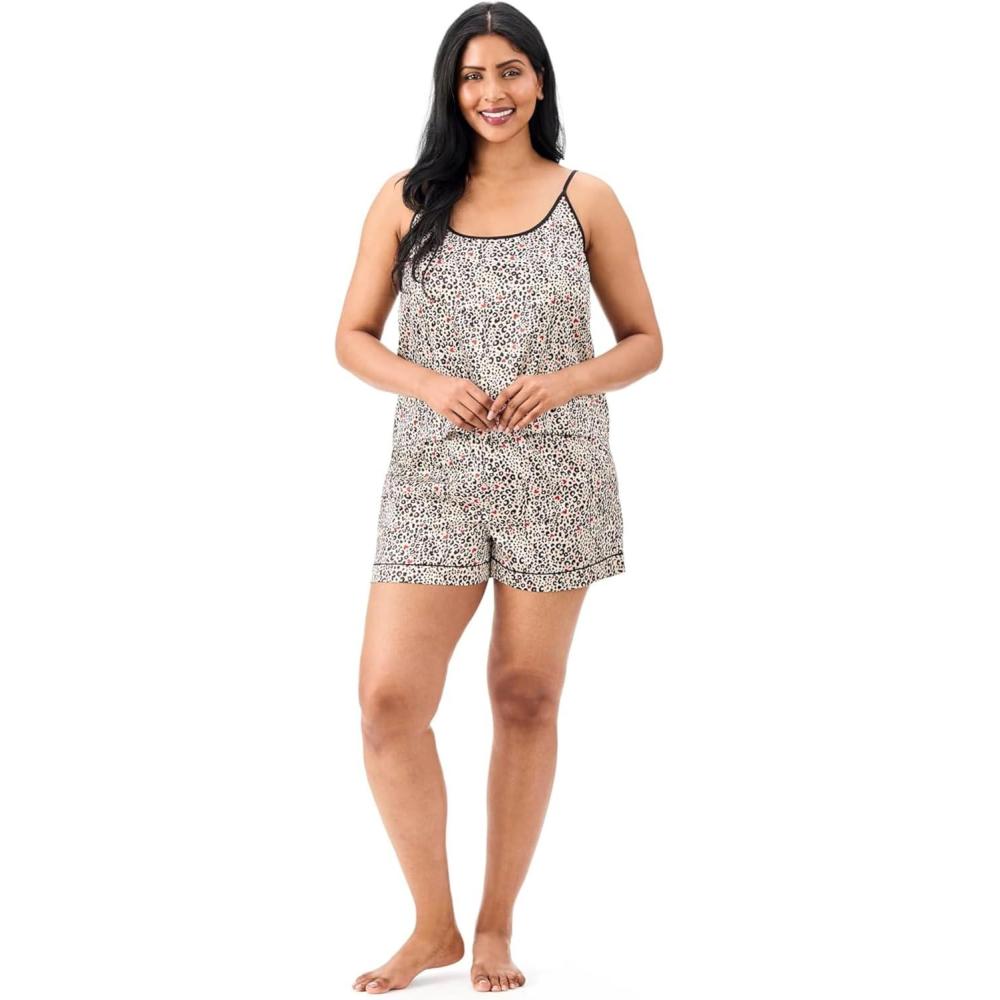 imageMartha Stewart Sleepwear for Women  2Piece Boxer Pajama Set  Lightweight LoungewearEgret