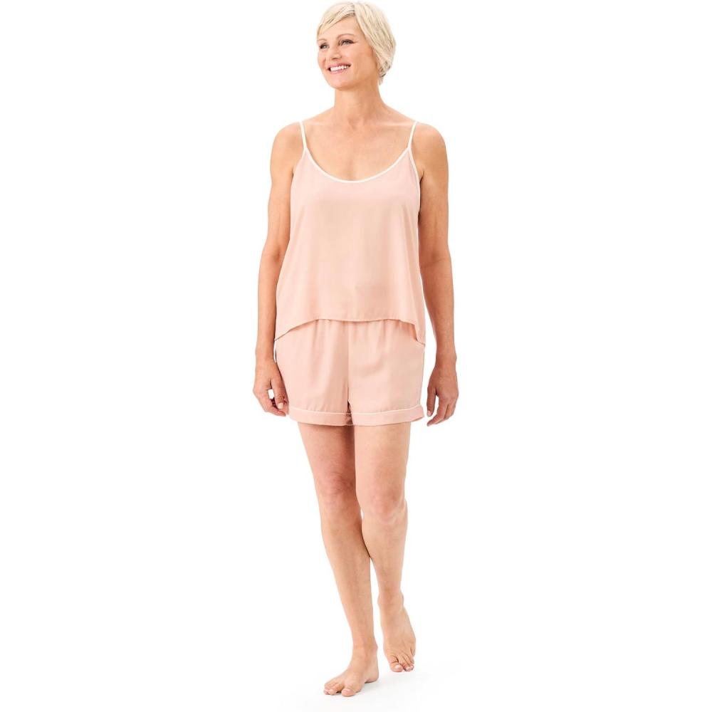 imageMartha Stewart Sleepwear for Women  2Piece Boxer Pajama Set  Lightweight LoungewearEvening Sand