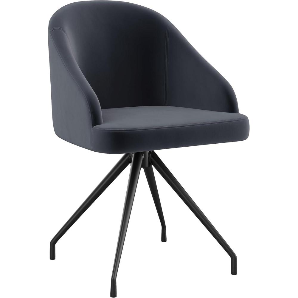 imageMartha Stewart Sora Stationary Swivel Task Chair with Sloped Arms for Home Office in White Boucle with Oil Rubbed Bronze FrameGray VelvetOil Rubbed Bronze