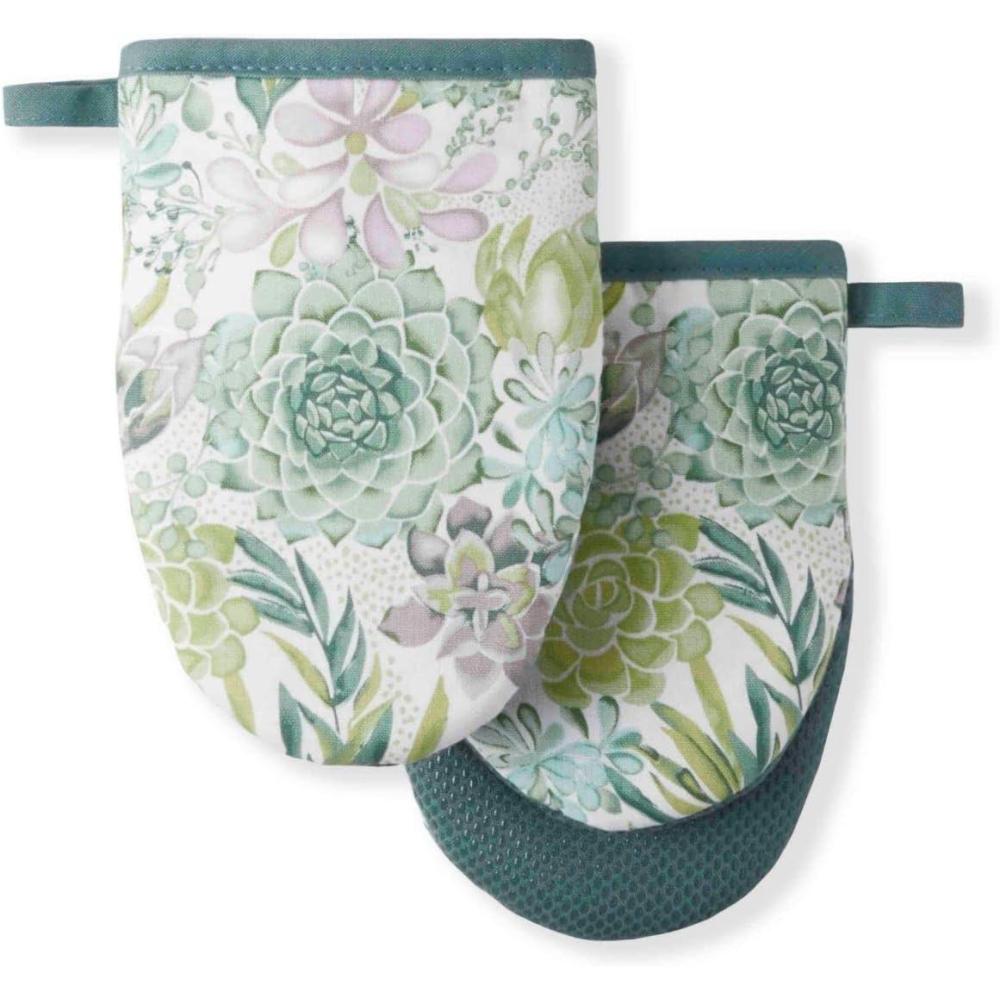 imageMartha Stewart Succulents Mini Oven Mitt 2Pack Set Green 55quotX8quot