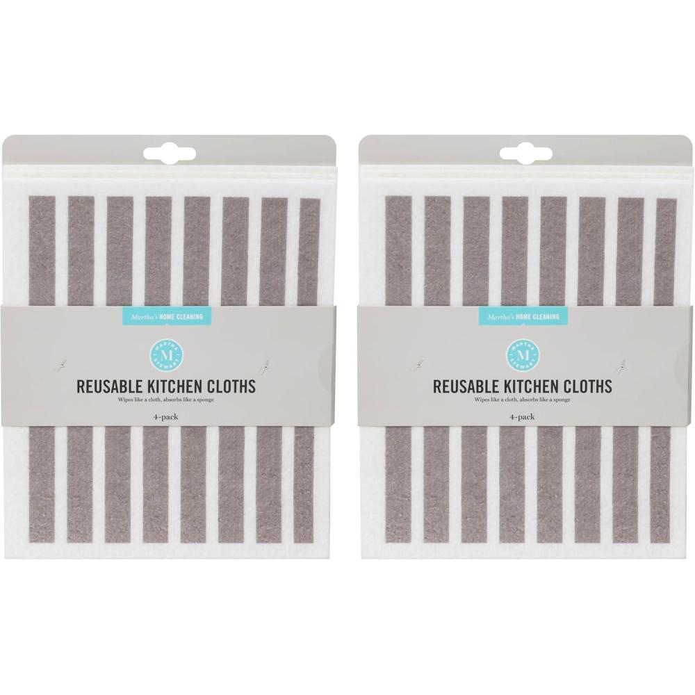 imageMartha Stewart Swedish Kitchen Absorbent Sponge Dish Cloths Stripes 8 CountGrey Stripes