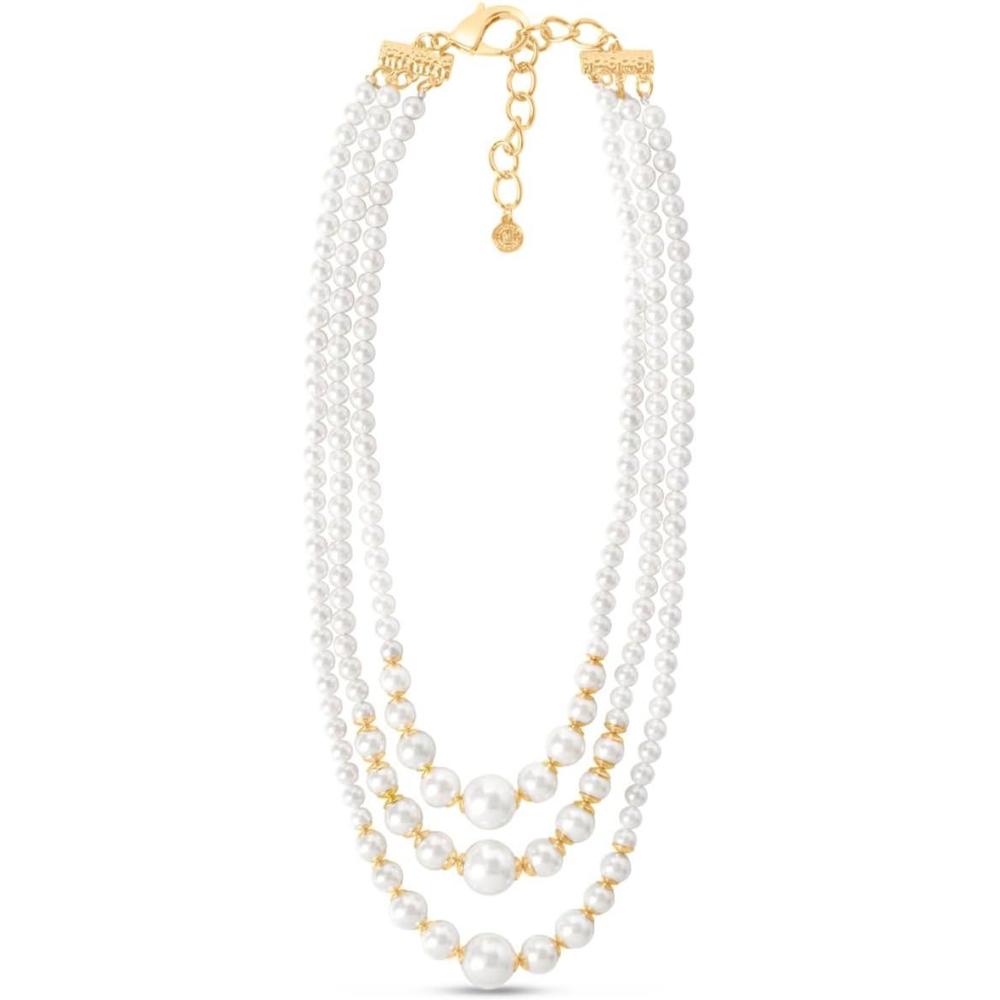 imageMartha Stewart Three Strand Pearl Necklace In Gold For Women