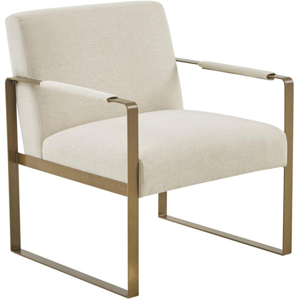 imageMartha Stewart Upholsterd Accent Chair Living Room FurnitureModern Design Comfortable Foam Seat Cushion Bedroom Lounge Sophisticated Finished Sturdy Frame 285quot W x 29quot D x 325quot H TaupeGoldCream