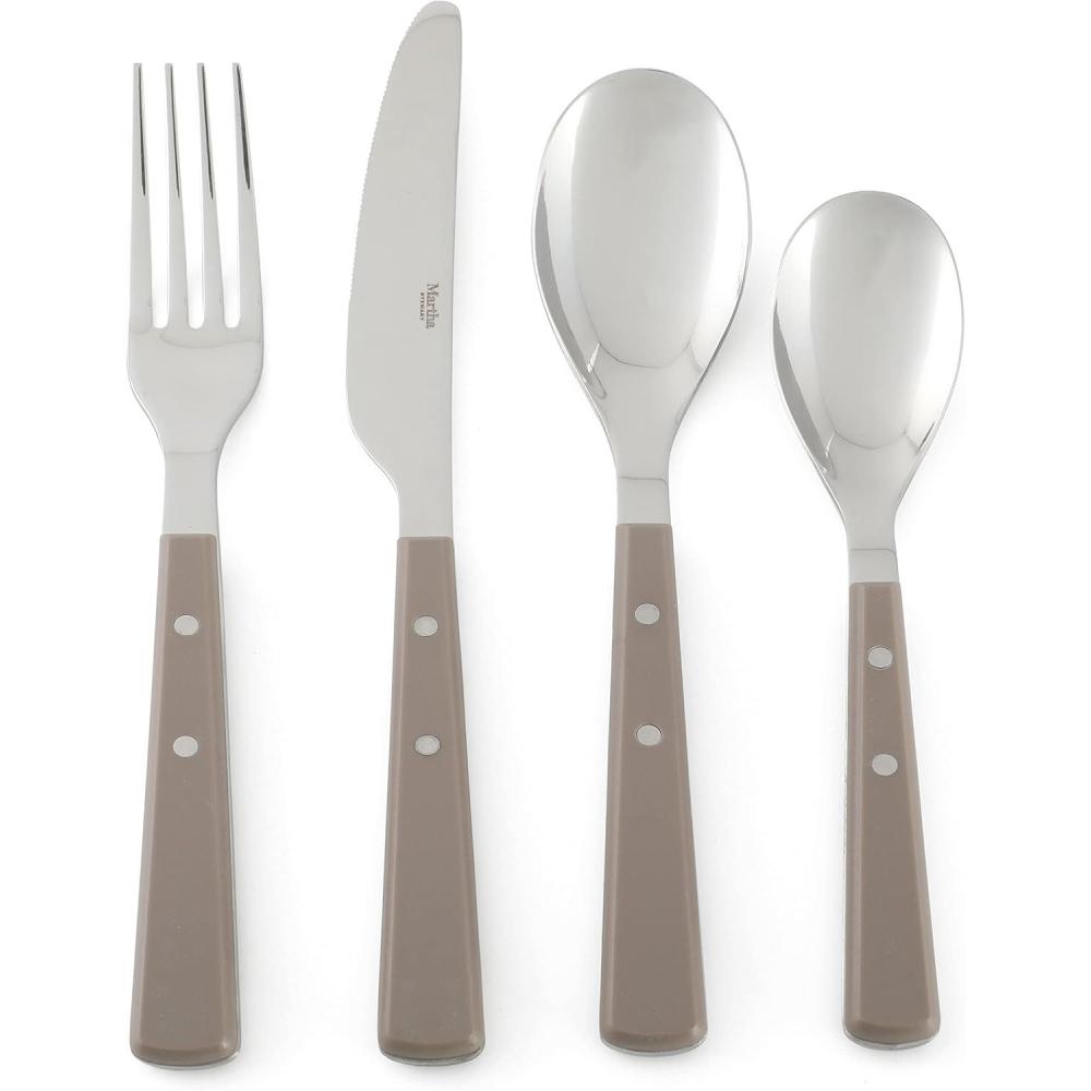 imageMartha Stewart Watercliffe 16 pc Flatware Set Stainless Steel wABS Handle  Warm GreyWatercliffe Warm Grey