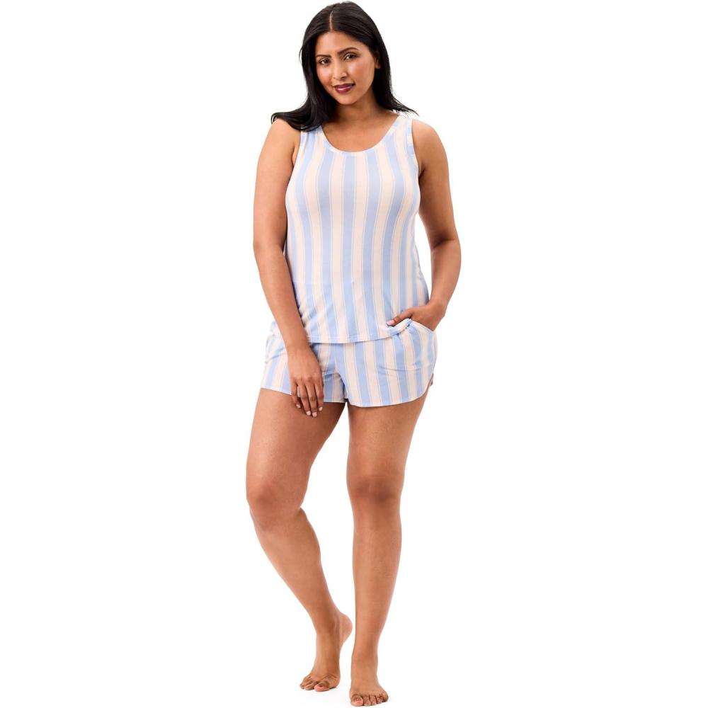 imageMartha Stewart Womens 2Pc Pajama Set Soft Rayon Tank and Shorts Lightweight Breathable Sleepwear Summer ComfortDutch Canal