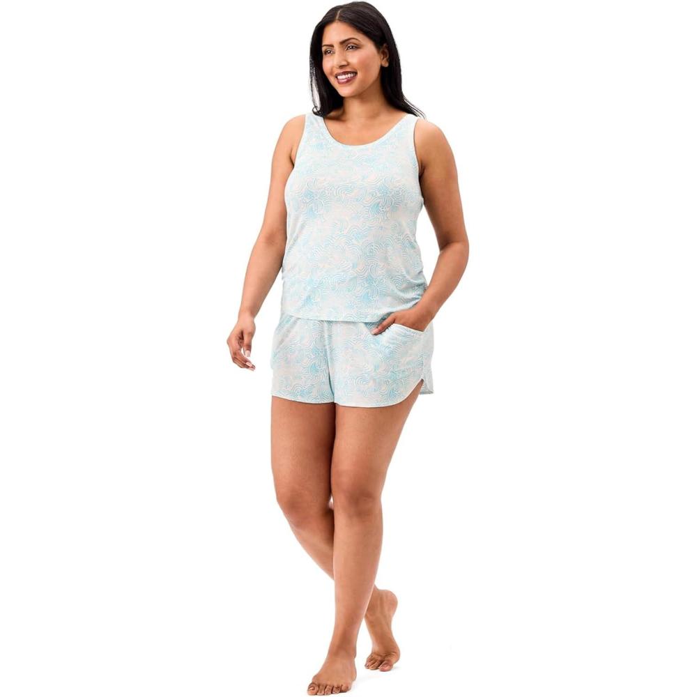 imageMartha Stewart Womens 2Pc Pajama Set Soft Rayon Tank and Shorts Lightweight Breathable Sleepwear Summer ComfortIsland Paradise