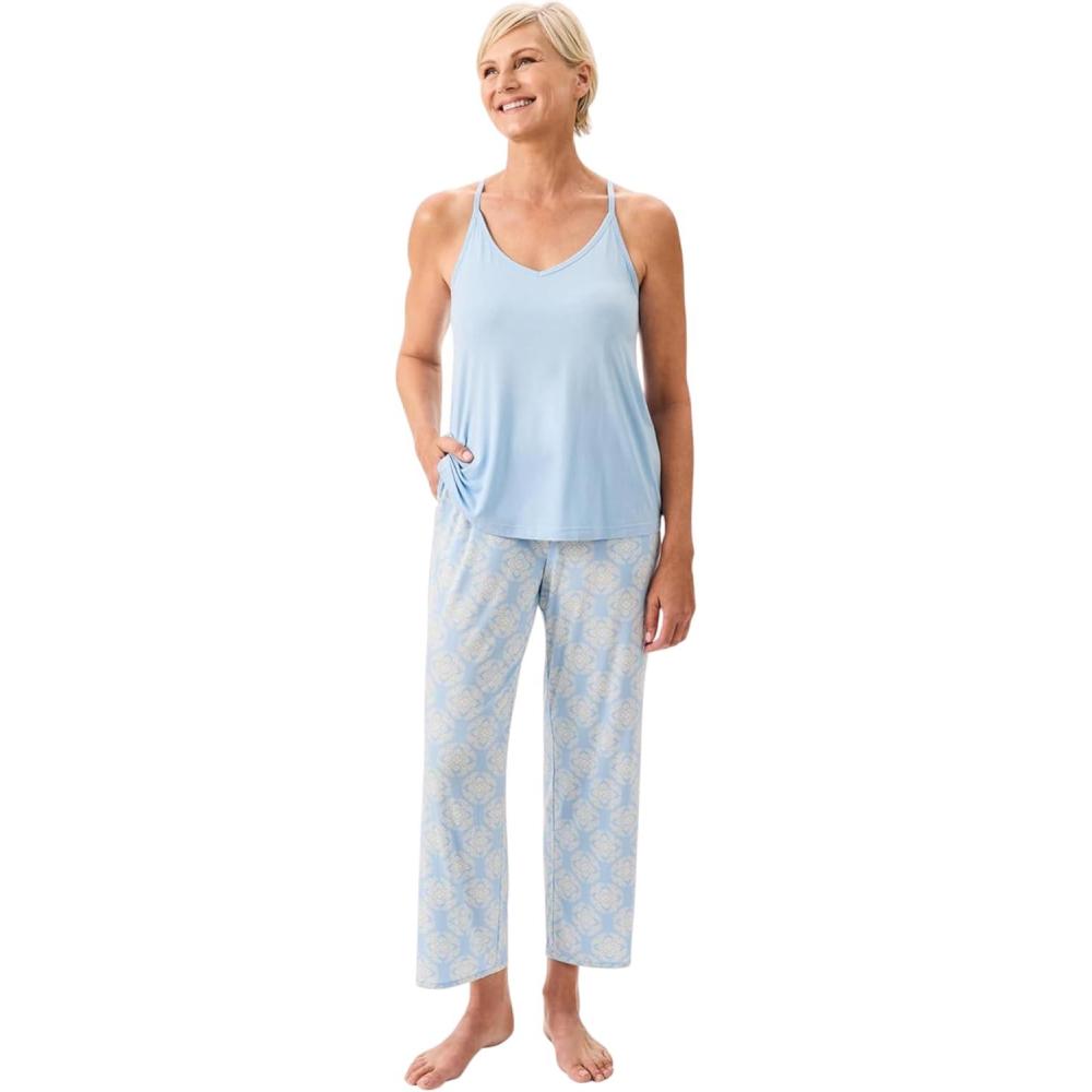 imageMartha Stewart Womens 2Piece Cooling Pajama Set Soft Rayon Cami and Capri Sleepwear for Nighttime Comfort