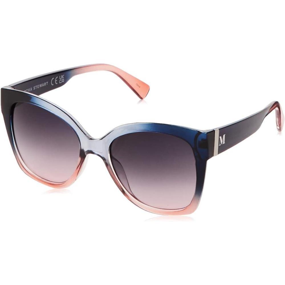 imageMartha Stewart Womens Ms126 Oversized Uv400 Protective Cat Eye Square SunglassesTimeless Gifts for Her 54mmBlue and Nude