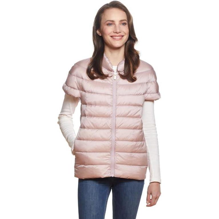 imageMartha Stewart Womens Short Sleeve Quilted Down Puffer VestCosmic Pink
