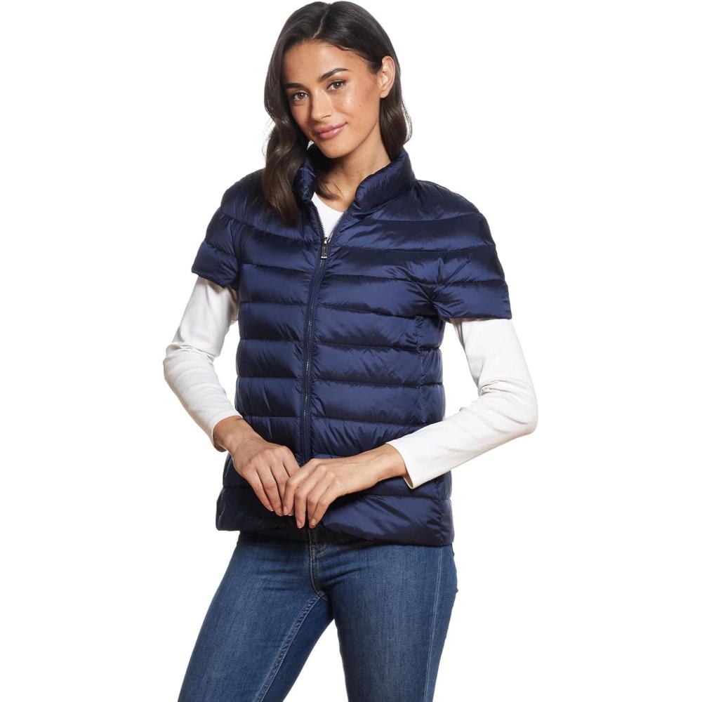 imageMartha Stewart Womens Short Sleeve Quilted Down Puffer VestNavy