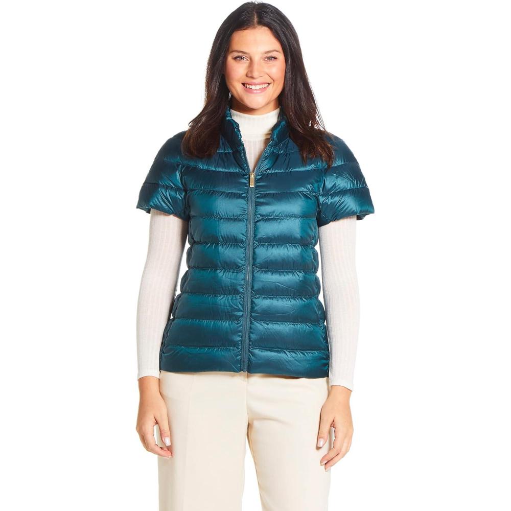 imageMartha Stewart Womens Short Sleeve Quilted Down Puffer VestSea Green