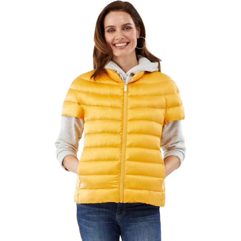 imageMartha Stewart Womens Short Sleeve Quilted Down Puffer VestYellow