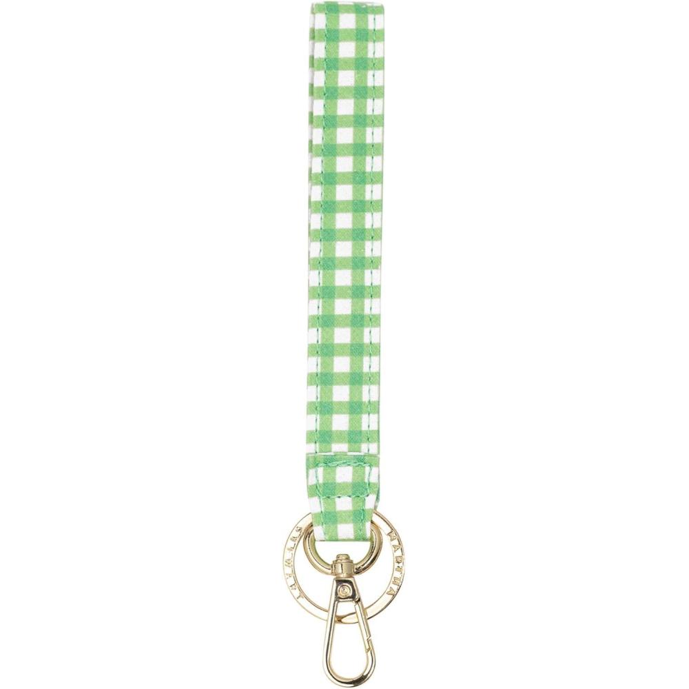 imageMartha Stewart Wristlet for Keychain and Keys Cute Floral Key Holder Bracelet Arcadian Green Gingham