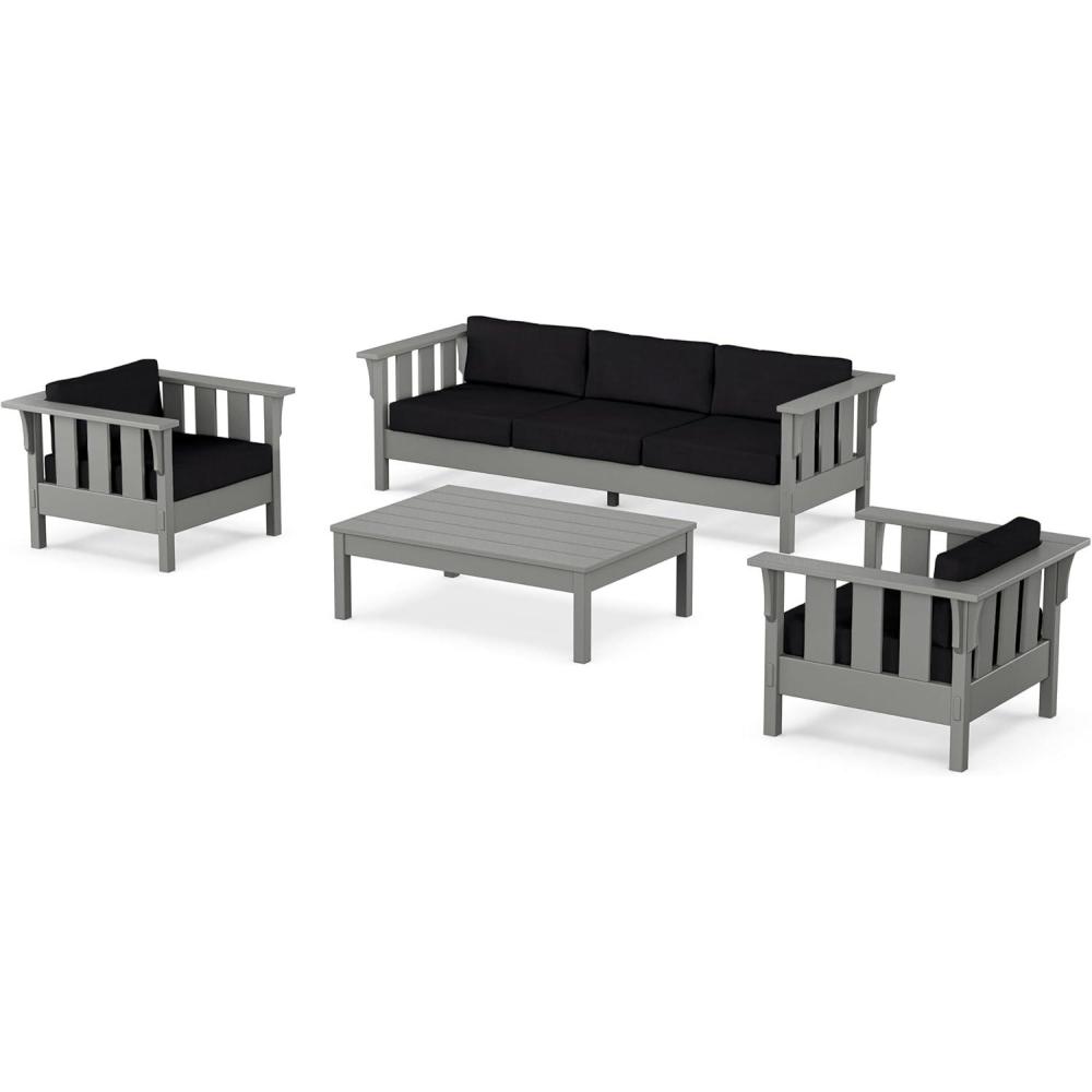 imageMartha Stewart by POLYWOOD Acadia 4Piece Deep Seating Set with Sofa in Slate Grey Midnight LinenMidnight Linen