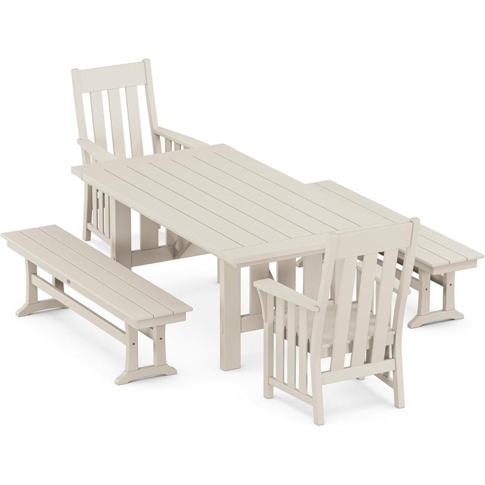 imageMartha Stewart by POLYWOOD Acadia 5Piece Dining Set with Benches in TeakSand