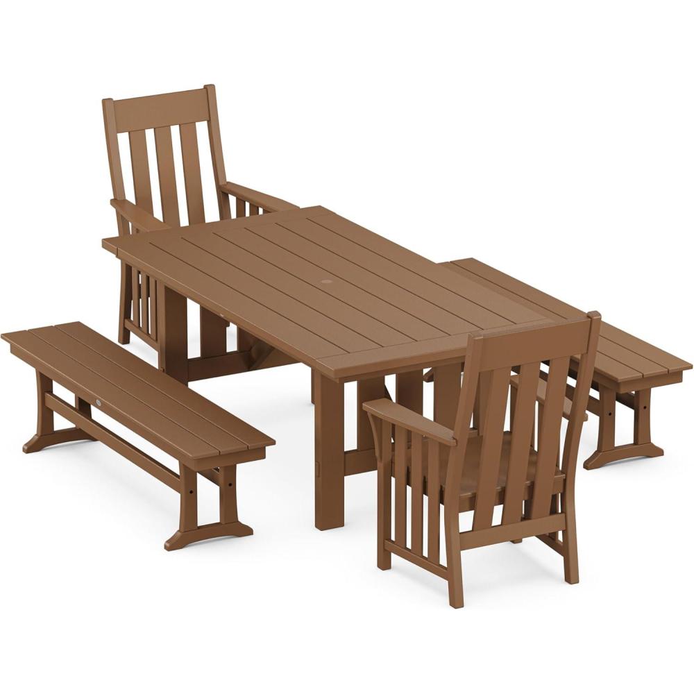 imageMartha Stewart by POLYWOOD Acadia 5Piece Dining Set with Benches in TeakTeak