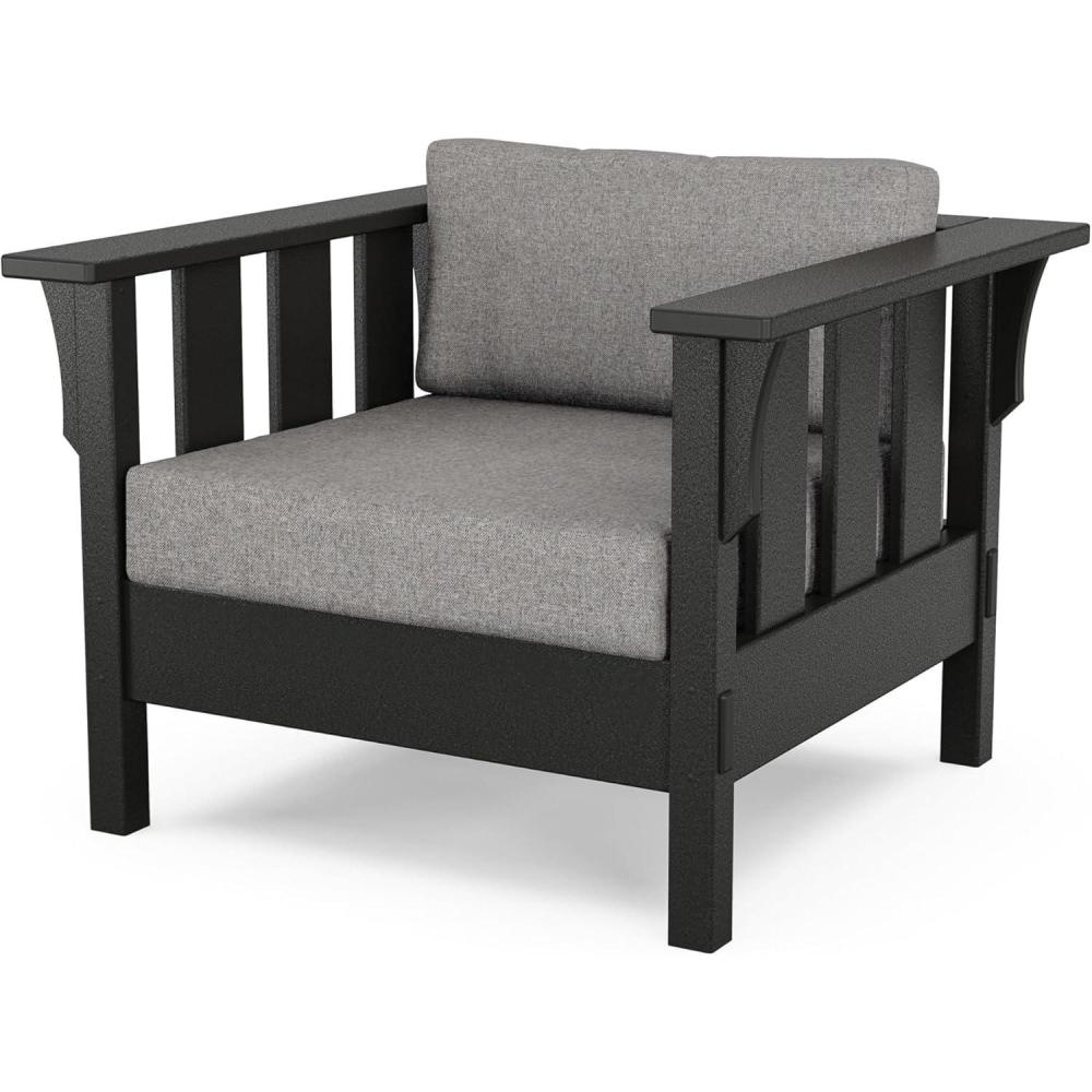 imageMartha Stewart by POLYWOOD Acadia Deep Seating Chair in BlackDune BurlapBlack  Grey Mist