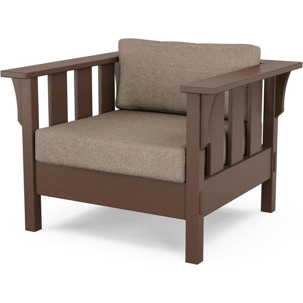 imageMartha Stewart by POLYWOOD Acadia Deep Seating Chair in BlackDune BurlapMahogany  Spiced Burlap