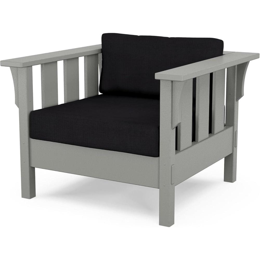 imageMartha Stewart by POLYWOOD Acadia Deep Seating Chair in BlackDune BurlapSlate Grey  Midnight Linen
