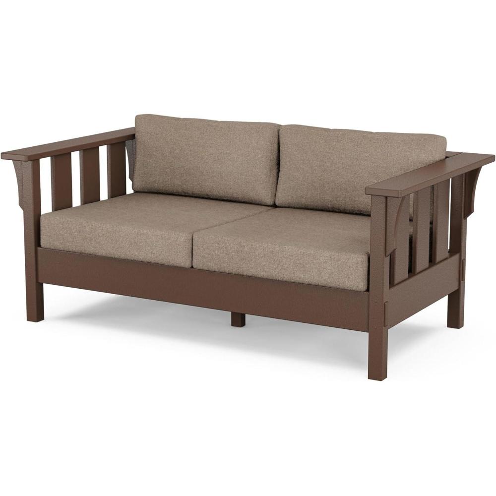 imageMartha Stewart by POLYWOOD Acadia Deep Seating Loveseat in MahoganySpiced BurlapMahogany  Spiced Burlap
