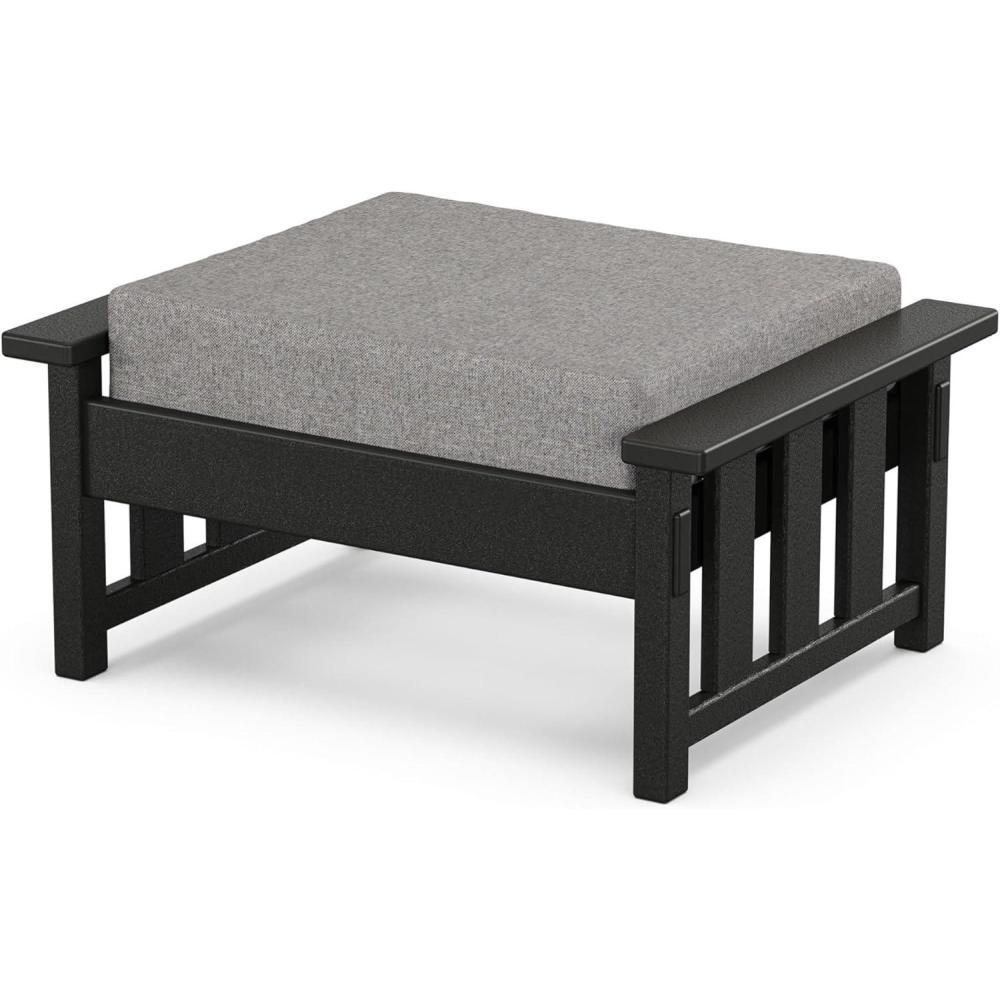 imageMartha Stewart by POLYWOOD Acadia Deep Seating Ottoman in Slate GreyMidnight LinenBlack  Grey Mist
