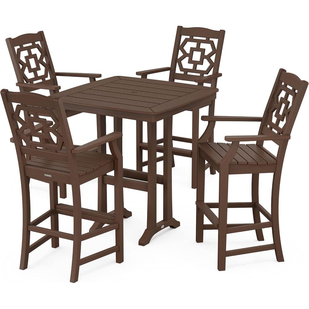 imageMartha Stewart by POLYWOOD Chinoiserie 5Piece Bar Set with Trestle Legs in GreenMahogany