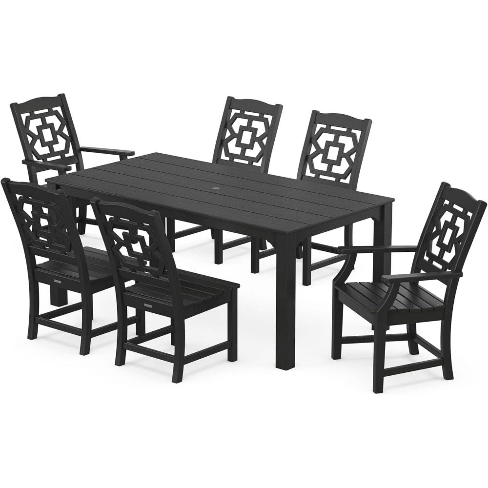 imageMartha Stewart by POLYWOOD Chinoiserie 7Piece Parsons Dining Set Exclusive in BlackBlack