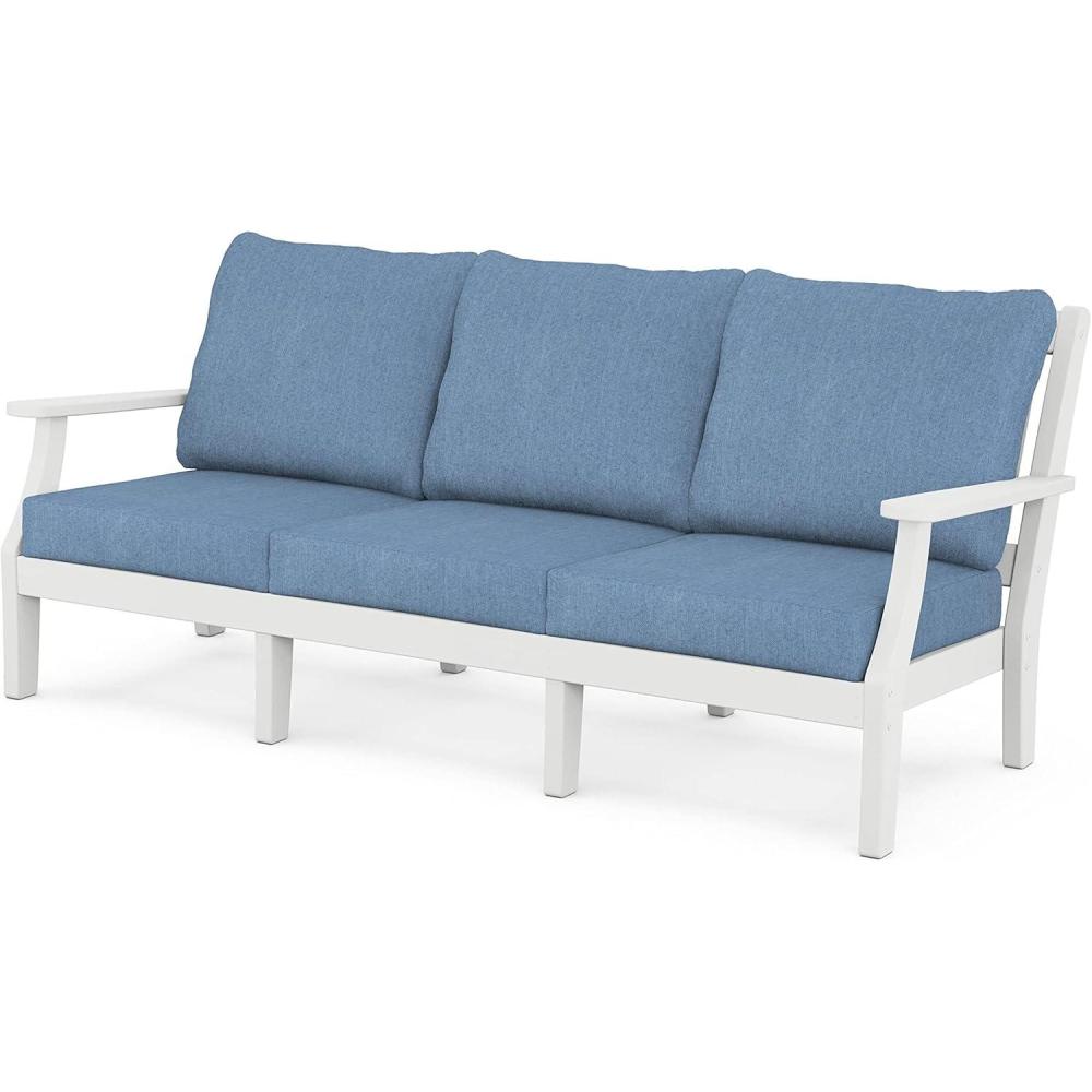 imageMartha Stewart by POLYWOOD Chinoiserie Deep Seating Sofa in WhiteGlacier SpaWhite Sky Blue