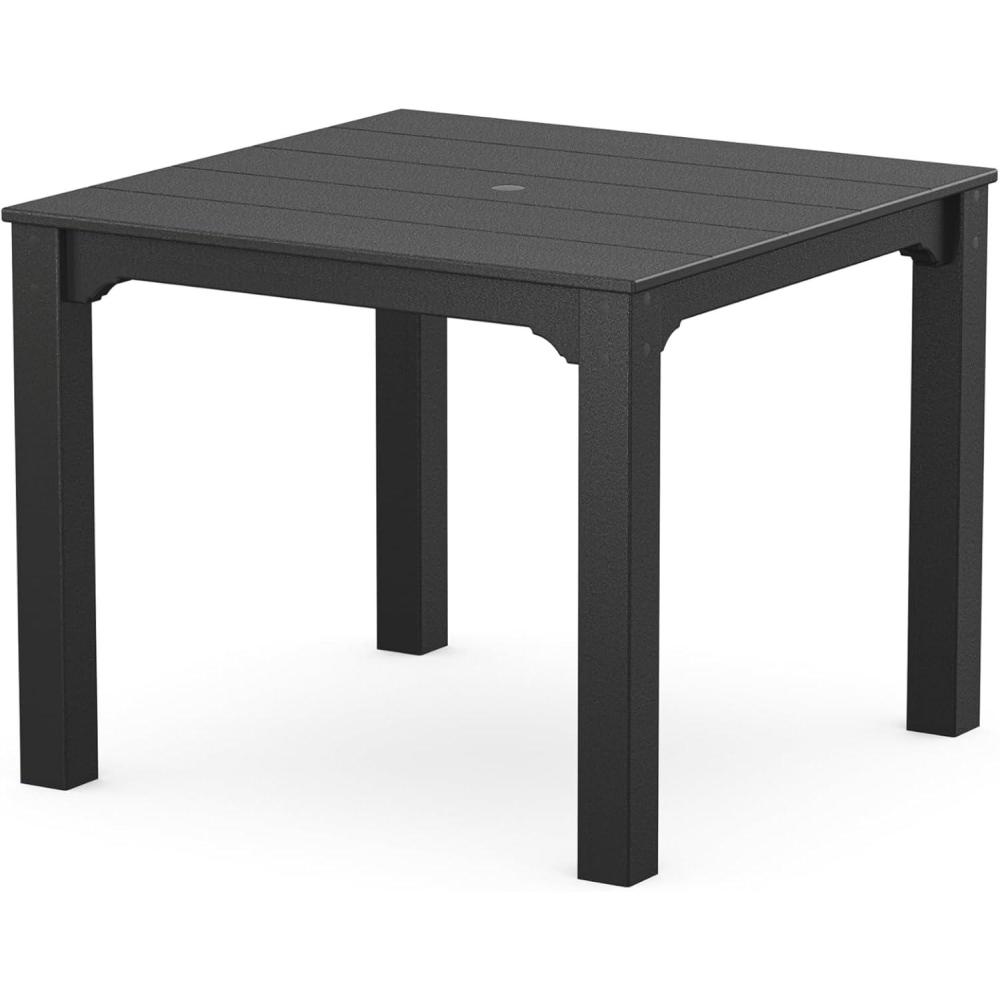 imageMartha Stewart by POLYWOOD Chinoiserie Parsons 38quot Square Dining Table in BlackBlack