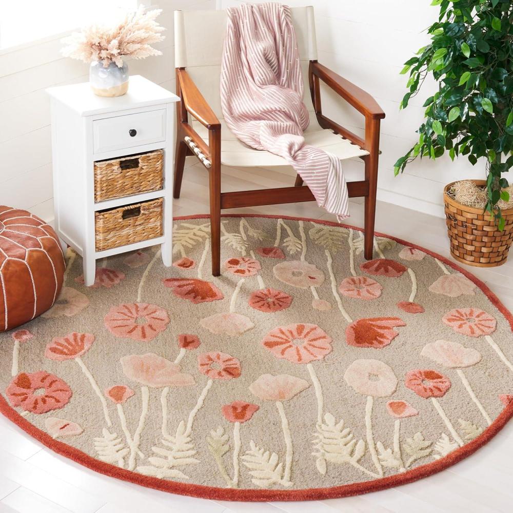 imageMartha Stewart x SAFAVIEH Area Rug Collection 6 Round Nutshell Brown Handmade Wool ampamp Viscose Ideal for Living Room Bedroom Office Dining Space MSR3627CCayenne Red