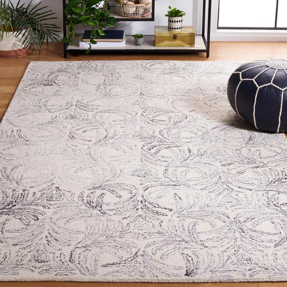 imageMartha Stewart x SAFAVIEH Area Rug Collection 8 x 10 Ivory ampamp Grey Handmade Wool Ideal for Living Room Bedroom Office Dining Space MSR3528FIvoryGrey