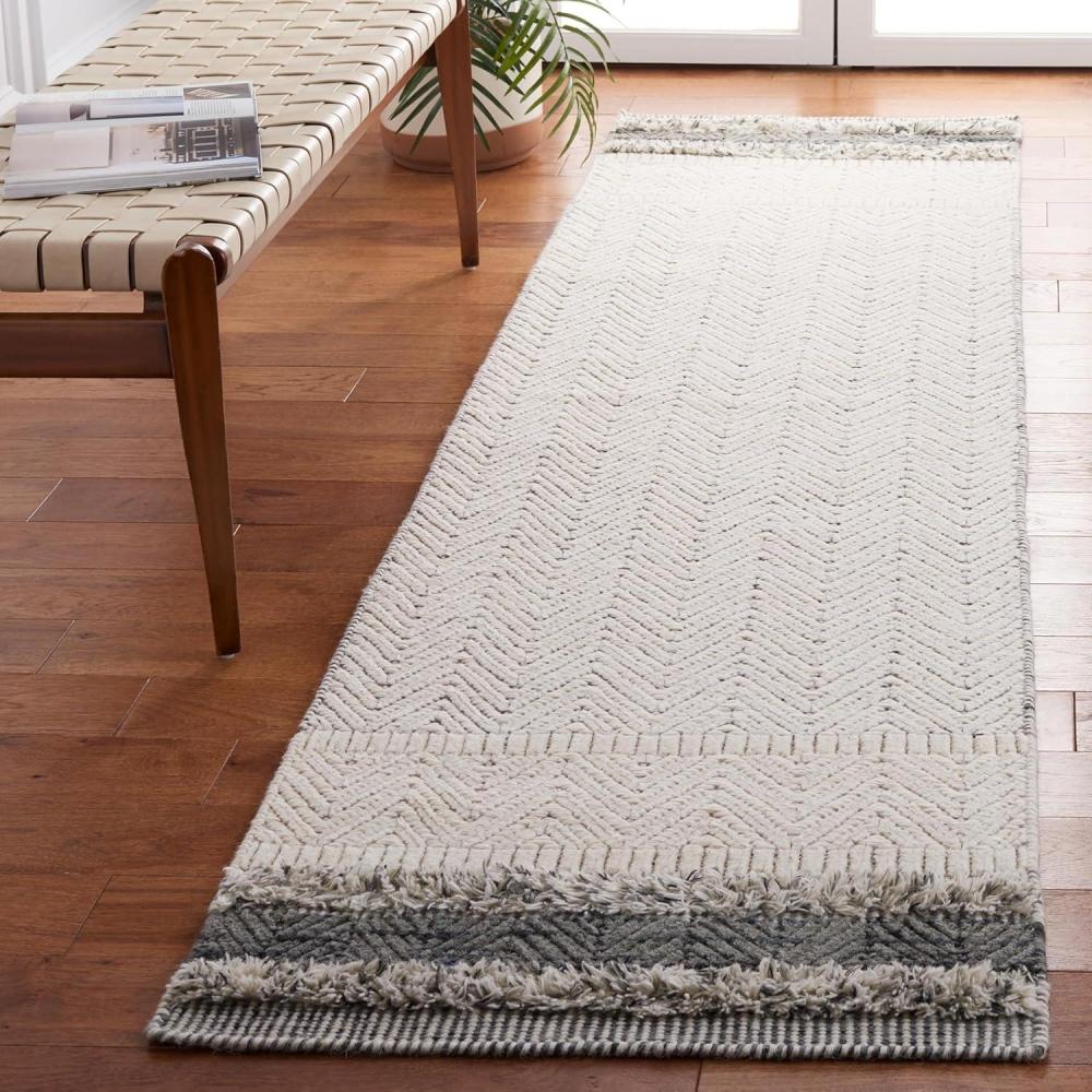 imageMartha Stewart x SAFAVIEH Area Rug Collection 8 x 10 Ivory ampamp Grey Handmade Wool Ideal for Living Room Bedroom Office Dining Space MSR9601AIvoryGrey