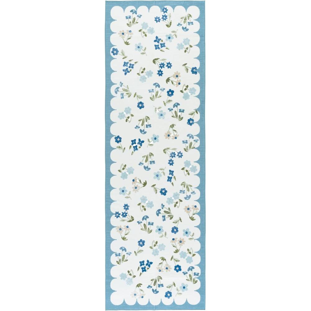 imageMartha Stewart x SAFAVIEH Machine Washable Area Rug Collection 5 x 8 Ivory ampamp Light Blue Slip Resistant ampamp Easy Cleaning Ideal for Ideal for Living Room Bedroom Dining Space MSRW198AIvoryLight Blue