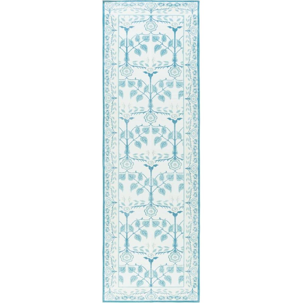 imageMartha Stewart x SAFAVIEH Machine Washable Area Rug Collection 5 x 8 Ivory ampamp Light Blue Slip Resistant ampamp Easy Cleaning Ideal for Ideal for Living Room Bedroom Dining Space MSRW182AIvoryLight Blue