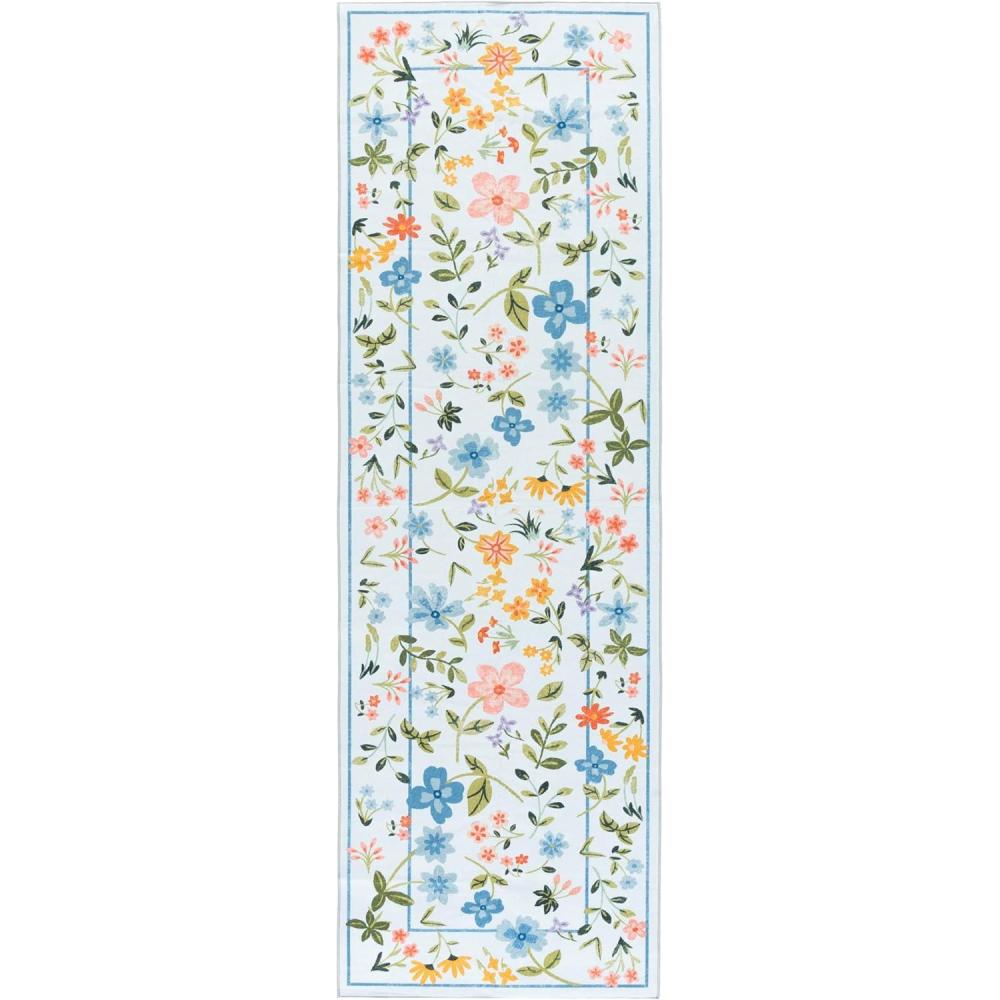 imageMartha Stewart x SAFAVIEH Machine Washable Area Rug Collection 5 x 8 Light Blue ampamp Rust Slip Resistant ampamp Easy Cleaning Ideal for Ideal for Living Room Bedroom Dining Space MSRW190KLight BlueRust